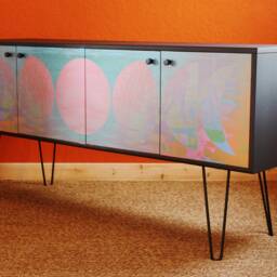 Moon Phases Glitch Art Sideboard - G Plan Credenza, Hairpin Legs - thumbnail 2