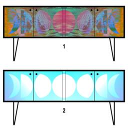 Moon Phases Glitch Art Sideboard - G Plan Credenza, Hairpin Legs - thumbnail 3