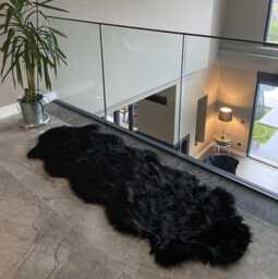 Elegant Black Faux Fur Rug Soft, Washable, Non-Slip Accent Carpet - thumbnail 1