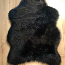Elegant Black Faux Fur Rug Soft, Washable, Non-Slip Accent Carpet - thumbnail 2