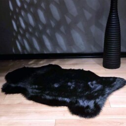 Elegant Black Faux Fur Rug Soft, Washable, Non-Slip Accent Carpet - thumbnail 3