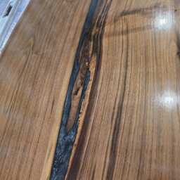 Solid Walnut Desk - Live Edge, Black Trapezium Legs, Industrial Style - thumbnail 3