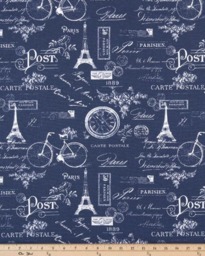 "Round Barstool Cover With Cushioned Foam Elasticized, Paris French Stamp Blue & White Kitchen Stool Padded 12"" To 20" - thumbnail 4