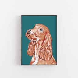 Golden Cocker Spaniel Dog Print Hand-Painted Style, A4 Art - thumbnail 3