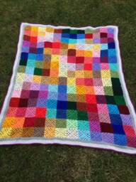 Multi-Coloured Crochet Throw Blanket - thumbnail 1
