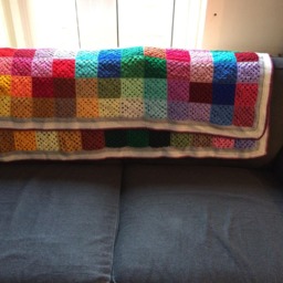Multi-Coloured Crochet Throw Blanket - thumbnail 4
