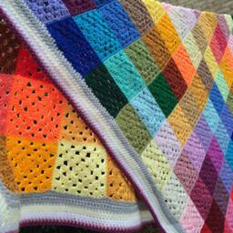 Multi-Coloured Crochet Throw Blanket - thumbnail 2