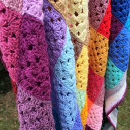 Multi-Coloured Crochet Throw Blanket - thumbnail 3