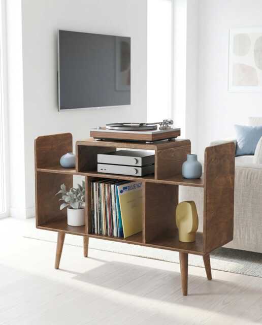 Record Player Stand, Vinyl Storage, Mid Century Hifi Console, Turntable Cabinet - image 1