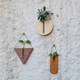 Set Of 3 Propagation Station Wall Hanging, Triangle Round & Rectangle Planter Indoor Outdoor, B??g New Year Sale, Decor - thumbnail 4