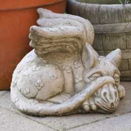 Sleepy Dragon Stone Statue - Mythical Chinese Outdoor Garden Ornament Sculpture - thumbnail 1