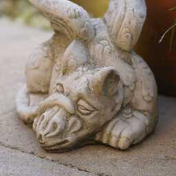 Sleepy Dragon Stone Statue - Mythical Chinese Outdoor Garden Ornament Sculpture - thumbnail 3