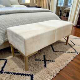 Genuine Cowhide Upholstered Bench - in Stock & Sold As Seen End Of Bed Entryway Seating Modern Lfb