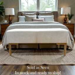 Genuine Cowhide Upholstered Bench - in Stock & Sold As Seen End Of Bed Entryway Seating Modern Lfb - thumbnail 3