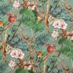 Teal Green Roman Blind Woodland Wildlife Cotton Fabric Shade, Custom Made - thumbnail 2