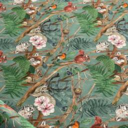 Teal Green Roman Blind Woodland Wildlife Cotton Fabric Shade, Custom Made - thumbnail 4