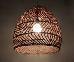 Handwoven Rattan Pendant Light, Kitchen Island Lighting, Living Room Ceiling Light, Brown/Black