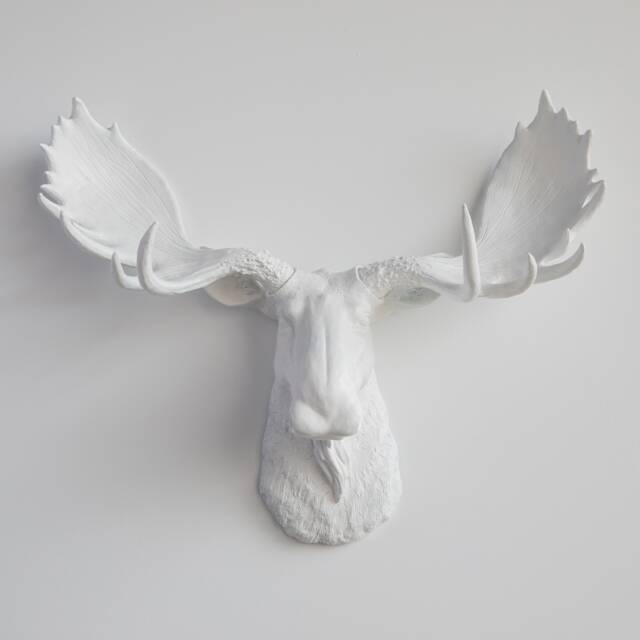 Faux Taxidermy Moose Head Wall Mount - Decor White M0101 - image 1