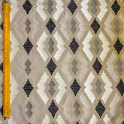 Beige Aztec Geometric Cotton Embroidered Curtain Panels - Rod Pocket, Grommet, Box Pleat, Three Pinch Tab Top & Plain Ring Top - thumbnail 4