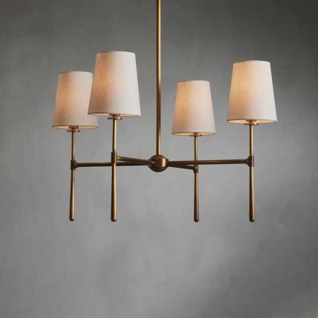 Mid-Century Brass Starburst Chandelier - Italian Modern 4-Light Ceiling Fixture - image 1