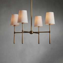 Mid-Century Brass Starburst Chandelier - Italian Modern 4-Light Ceiling Fixture - thumbnail 1