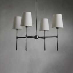 Mid-Century Brass Starburst Chandelier - Italian Modern 4-Light Ceiling Fixture - thumbnail 3