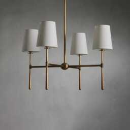Mid-Century Brass Starburst Chandelier - Italian Modern 4-Light Ceiling Fixture - thumbnail 2