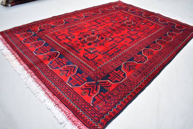 Handmade Afghan Bokhara Rug 4.11x3.5 Ft Wool Turkmen Rug - image 1