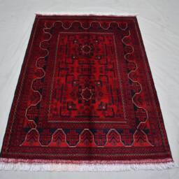 Handmade Afghan Bokhara Rug 4.11x3.5 Ft Wool Turkmen Rug - thumbnail 4