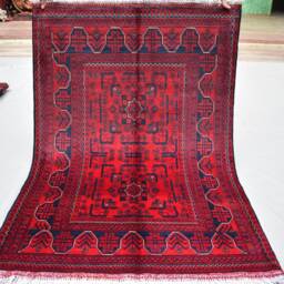 Handmade Afghan Bokhara Rug 4.11x3.5 Ft Wool Turkmen Rug - thumbnail 2