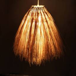 Handwoven Rattan Pendant Light, Boho Chandelier, Natural Finish - thumbnail 3