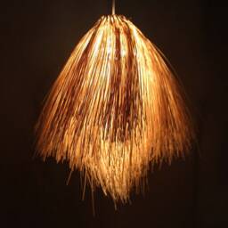 Handwoven Rattan Pendant Light, Boho Chandelier, Natural Finish - thumbnail 2