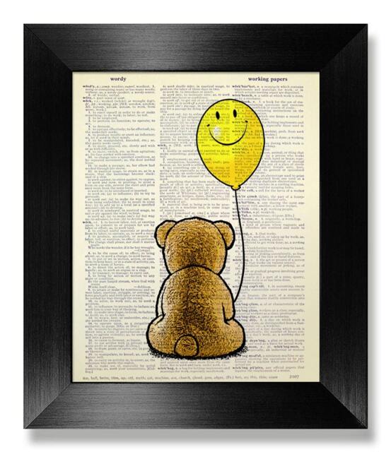Teddy Bear Art, Teddy Bear Print, Funny Kids Gift Kid Room Decor, Boy Wall Art, Children Decoration, Smiley Face Balloon Poster