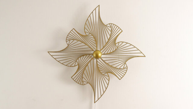 Wall Lamp Op Art #1 - Wooden Ornament Silhouette Light Play Fractal - image 1