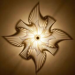 Wall Lamp Op Art #1 - Wooden Ornament Silhouette Light Play Fractal - thumbnail 2