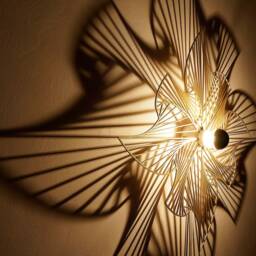 Wall Lamp Op Art #1 - Wooden Ornament Silhouette Light Play Fractal - thumbnail 3