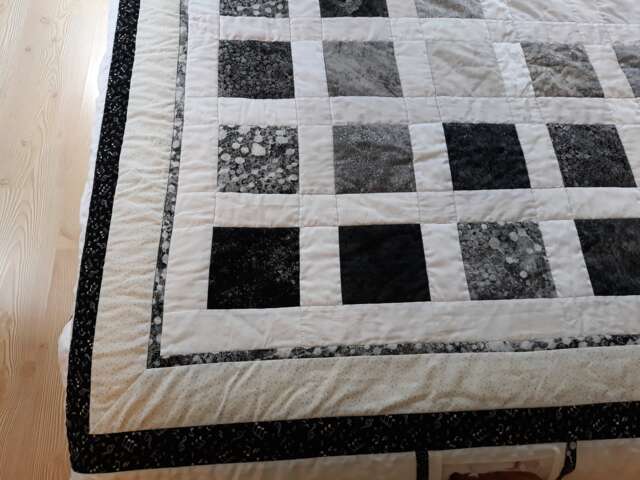 Black & White Handmade Quilt, Custom Made Quilt Blanket, Modern Silver - image 1