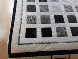 Black & White Handmade Quilt, Custom Made Quilt Blanket, Modern Silver