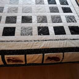 Black & White Handmade Quilt, Custom Made Quilt Blanket, Modern Silver - thumbnail 3