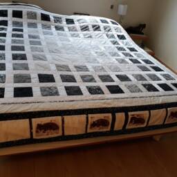 Black & White Handmade Quilt, Custom Made Quilt Blanket, Modern Silver - thumbnail 2