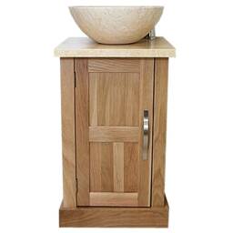 Cloakroom Bathroom Vanity Unit Oak Cream Marble Stone Wash Stand & Basin 309cm025cm - thumbnail 2