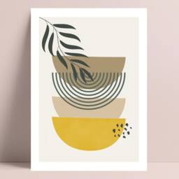 Boho Wall Art, Set Of 3 Prints, Living Room Modern Home Decor, Yellow Abstract Prints - thumbnail 3