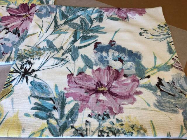 One Handmade Cushion in Laura Ashley Cosmos Off White Green Fabric