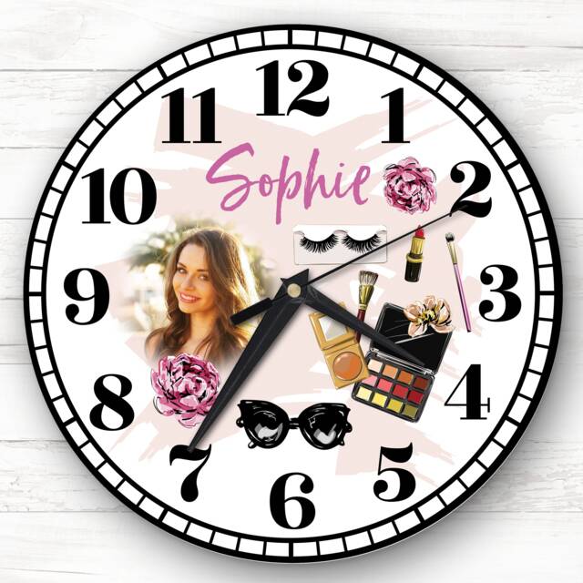 Make Up Girl Photo Beauty Personalised Gift Clock - image 1