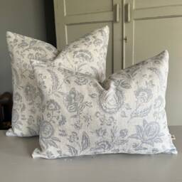 Cabbages & Roses Provence Toile Blue Designer Fabric Cushion Pillow Cover - thumbnail 1