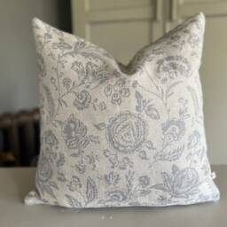 Cabbages & Roses Provence Toile Blue Designer Fabric Cushion Pillow Cover - thumbnail 2