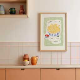Fries For The Table Wall Print - Food & Drink Poster Chips Illustration Trendy Aesthetic Kitchen Artwork Home Prints - thumbnail 3