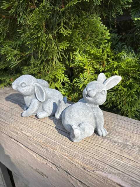 Handcrafted Cement Bunny Rabbits Whimsical Home & Garden Decor - image 1