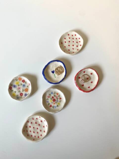 Ring Dish - Pill Holder Small Trinket Dainty Heart Flower Gift - image 1
