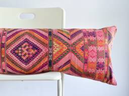 Vintage Embroidered Silk Textile Ethnic Piece Of Tradition Costume Lumbar Pillow Cover